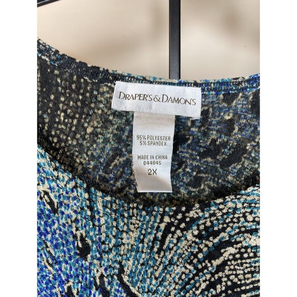 Drapers Damons, Womens, Blouse, 2X Peacock Feather, Short Sleeves - Picture 13 of 16